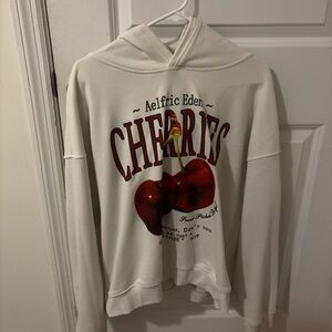 Aelfric Eden White Hoodie with Cherry Graphic
